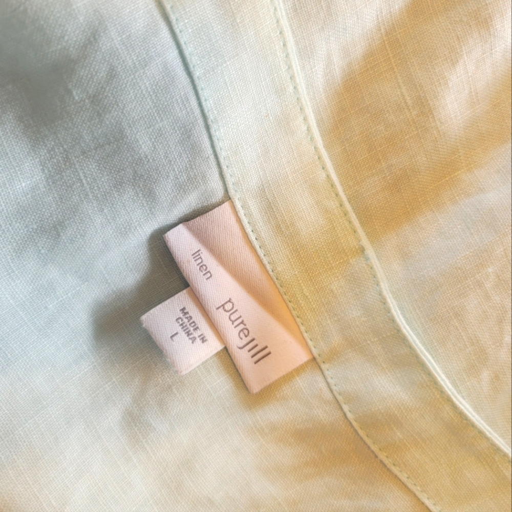 Women's Sleeveless LINEN Tunic Top - Light AQUA by PURE JILL size L - Picture 7 of 10